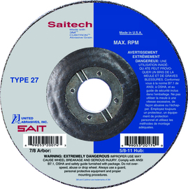 United Abrasives 9" X 3/32" X 7/8" Saitech Ultimate Performance™ Ceramic Aluminum Oxide Type 27 / Type 42 Cut Off Wheel