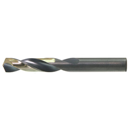 Drillco Nitro Series 300N 9/32" X 2 11/16" Black And Gold Oxide HSS Screw Machine Length Stub Drill Bit With Straight Shank And 1 1/2" Spiral Flute