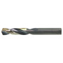 Drillco Nitro Series 300N 27/64" X 3 3/8" Black And Gold Oxide HSS Screw Machine Length Stub Drill Bit With Straight Shank And 2" Spiral Flute