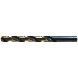 Drillco Nitro Series 400N 13/32" X 5 1/4" Black And Gold Oxide HSS Heavy Duty Jobber Length Drill Bit With Straight Shank And 3 7/8" Spiral Flute (6 Per Pack)