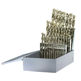 Drillco Series 500 1/16" - 1/2" X 1/64" Bronze Cobalt 29 Piece Heavy Duty Jobber Length Drill Bit Set With Straight Shank