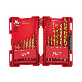 Milwaukee® Thunderbolt® 1/16" - 1/2" X 1 7/8" - 6" X 1/16" - 3/8" Round/3-Flat Shank Drill Bit Set