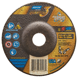 Norton® 4 1/2" X 1/8" X 7/8" Quantum3™ Ceramic Type 27 Depressed Center Combination Wheel