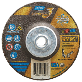 Norton® 4 1/2" X 1/8" X 5/8" - 11" Quantum3™ 24 Grit Ceramic Type 27 Depressed Center Combination Wheel