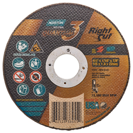 Norton® 4 1/2" X 1/16" X 7/8" Quantum3™ RightCut 36 Grit Ceramic Type 1/41 Cut Off Wheel