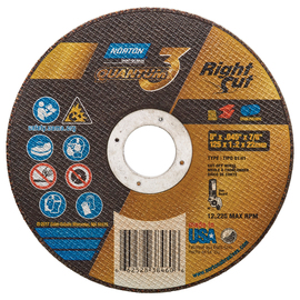 Norton® 5" X .045" X 7/8" Quantum3™ RightCut Ceramic Type 1/41 Cut Off Wheel