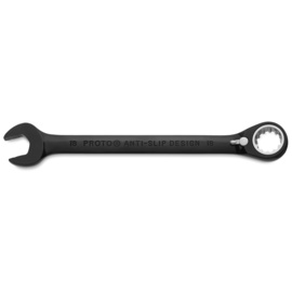 Stanley® 18mm Black Chrome Vanadium Steel Proto® 12 Point Reversible Ratcheting Spline Metric Combination Wrench