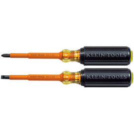 Klein Tools 7 1/4" Black Induction Hardened Steel Insulated Screwdriver Kit With High-Dielectric Plastic Handle