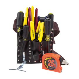 Klein Tools 8" Yellow/Black/Silver/Red Steel And Leather Tool Set