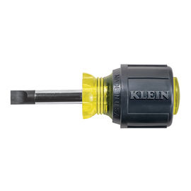 Klein Tools 3 7/16" Silver/Yellow/Black Chrome Plated Steel Cushion-Grip Screwdriver With Rubber Handle