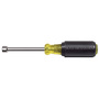 Klein Tools 6 3/4" Silver/Yellow/Black Steel Cushion-Grip Nut Driver