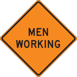 Accuform Signs® 36" X 36" Orange/Black Mesh Vinyl Construction Sign "MEN WORKING"