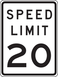 Accuform Signs® 18" X 12" Black/White Engineer Grade Reflective Aluminum Parking And Traffic Sign "SPEED LIMIT 20"