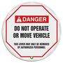 Accuform Signs® White/Black/Red Vinyl StopOut® Steering Wheel Cover "DANGER - DO NOT OPERATE OR MOVE VEHICLE - THIS COVER CAN ONLY BE REMOVED BY AUTHORIZED PERSONNEL"