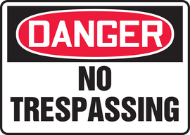 Accuform Signs® 10" X 14" White/Red/Black Aluminum Safety Sign "DANGER NO TRESPASSING"