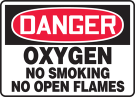 Accuform Signs® 10" X 14" Red/Black/White Plastic Safety Sign "DANGER OXYGEN NO SMOKING NO OPEN FLAMES"