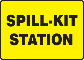 Accuform Signs® 7" X 10" Black/Yellow Adhesive Vinyl Safety Sign "SPILL-KIT STATION"