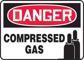 Accuform Signs® 10" X 14" Red/Black/White Aluminum Safety Sign "DANGER COMPRESSED GAS"