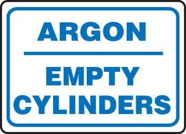 Accuform Signs® 7" X 10" Blue/White Aluminum Safety Sign "ARGON EMPTY CYLINDERS"