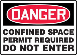 Accuform Signs® 7" X 10" Red/Black/White Adhesive Vinyl Safety Sign "DANGER CONFINED SPACE PERMIT REQUIRED DO NOT ENTER"