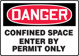 Accuform Signs® 7" X 10" Red/Black/White Aluminum Safety Sign "DANGER CONFINED SPACE ENTER BY PERMIT ONLY"