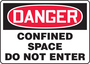 Accuform Signs® 7" X 10" White/Red/Black Adhesive Dura-Vinyl™ Safety Sign "DANGER CONFINED SPACE DO NOT ENTER"