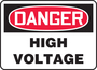 Accuform Signs® 7" X 10" White/Red/Black Adhesive Vinyl Safety Sign "DANGER HIGH VOLTAGE"