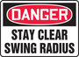 Accuform Signs® 10" X 14" Red/Black/White Adhesive Vinyl Safety Sign "DANGER STAY CLEAR OF SWING RADIUS"