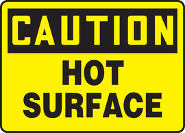 Accuform Signs® 7" X 10" Black/Yellow Adhesive Vinyl Safety Sign "CAUTION HOT SURFACE"