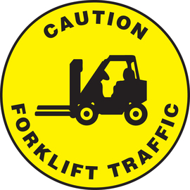 Accuform Signs® 8" Black/Yellow Adhesive Vinyl Slip-Gard™ Floor Sign "CAUTION FORKLIFT TRAFFIC"