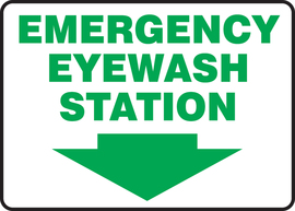 Accuform Signs® 10" X 14" Green/White Aluminum Safety Sign "EMERGENCY EYEWASH STATION"