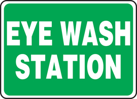 Accuform Signs® 7" X 10" White/Green Adhesive Vinyl Safety Sign "EYE WASH STATION"