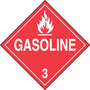 Accuform Signs® 10 3/4" X 10 3/4" Red/White Adhesive Vinyl DOT Placard "GASOLINE HAZARD CLASS 3 (With Graphic)"