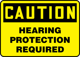 Accuform Signs® 10" X 14" Yellow/Black Aluminum Safety Sign "CAUTION HEARING PROTECTION REQUIRED"