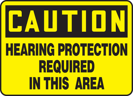 Accuform Signs® 10" X 14" Yellow/Black Plastic Safety Sign "CAUTION HEARING PROTECTION REQUIRED IN THIS AREA"