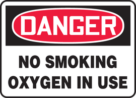 Accuform Signs® 10" X 14" Red/Black/White Adhesive Vinyl Safety Sign "DANGER NO SMOKING OXYGEN IN USE"