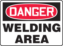 Accuform Signs® 10" X 14" White/Red/Black Aluminum Safety Sign "DANGER WELDING AREA"