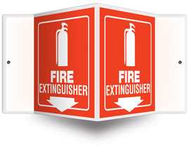 Accuform Signs® 6" X 5" White/Red Plastic Projection™ 3D Projection Sign "FIRE EXTINGUISHER"