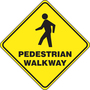 Accuform Signs® 17" Black/Yellow Adhesive Vinyl Slip-Gard™ Floor Sign "PEDESTRIAN WALKWAY"