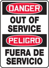 Accuform Signs® 14" X 10" Red/Black/White Plastic Bilingual/Safety Sign "DANGER OUT OF SERVICE PELIGRO FUERA DE SERVICIO"