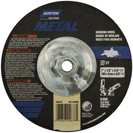 Norton® 7" X 1/8" X 5/8" - 11" Metal A AO Extra Coarse Grit Aluminum Oxide Type 27 Depressed Center Combination Wheel