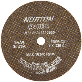 Norton® 4" X .035" X 3/8" Gemini® Medium Grit Aluminum Oxide Type 01/41 Cut Off Wheel