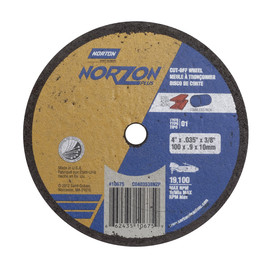 Norton® 4" X .035" X 3/8" NorZon Plus® Medium Grit Ceramic Alumina Type 01/41 Cut Off Wheel