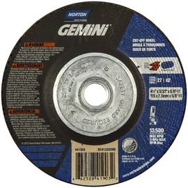 Norton® 4 1/2" X 3/32" X 5/8" - 11" Gemini® Extra Coarse Grit Aluminum Oxide Type 27/42 Depressed Center Cut Off Wheel