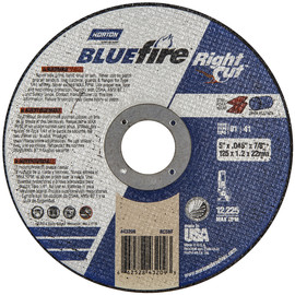 Norton® 5" X 1/16" X 7/8" BlueFire®/RightCut® 36 Grit Aluminum Oxide Type 01/41 Cut Off Wheel