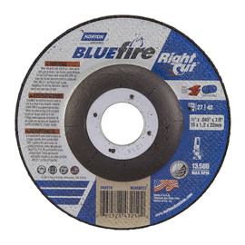 Norton® 4 1/2" X 1/16" X 7/8" BlueFire®/RightCut® 36 Grit Aluminum Oxide Type 27/42 Depressed Center Cut Off Wheel