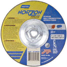 Norton® 7" X 1/8" X 5/8" - 11" NorZon Plus® Extra Coarse Grit Ceramic Alumina Type 27 Depressed Center Combination Wheel