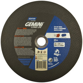 Norton® 10" X 7/64" X 1" Gemini® Coarse Grit Aluminum Oxide Type 01/41 Cut Off Wheel