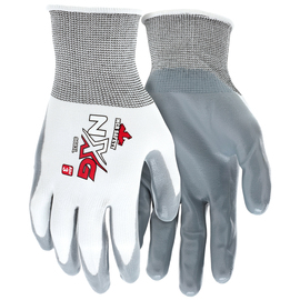 MCR Safety® Large NXG 15 Gauge Gray Nitrile Palm And Fingertips Coated Work Gloves With Gray Nylon Liner And Knit Wrist