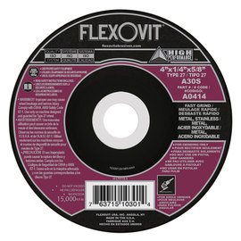 FlexOVit® 4" X 1/4" X 5/8" HIGH PERFORMANCE™ 30 Grit Aluminum Oxide Grain Type 27 Depressed Center Grinding Wheel